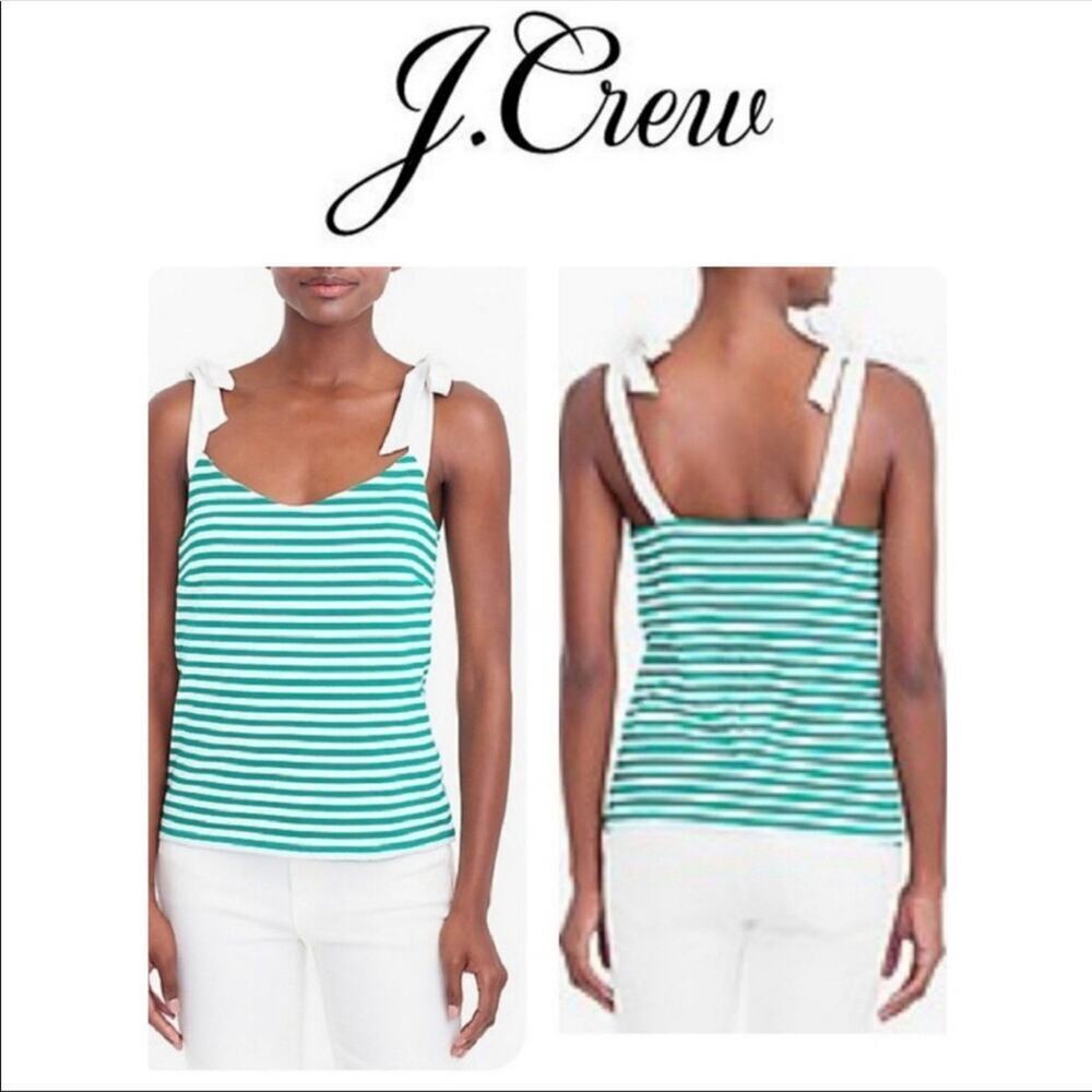 J.Crew Shoulder Tie Striped Top Green Size S